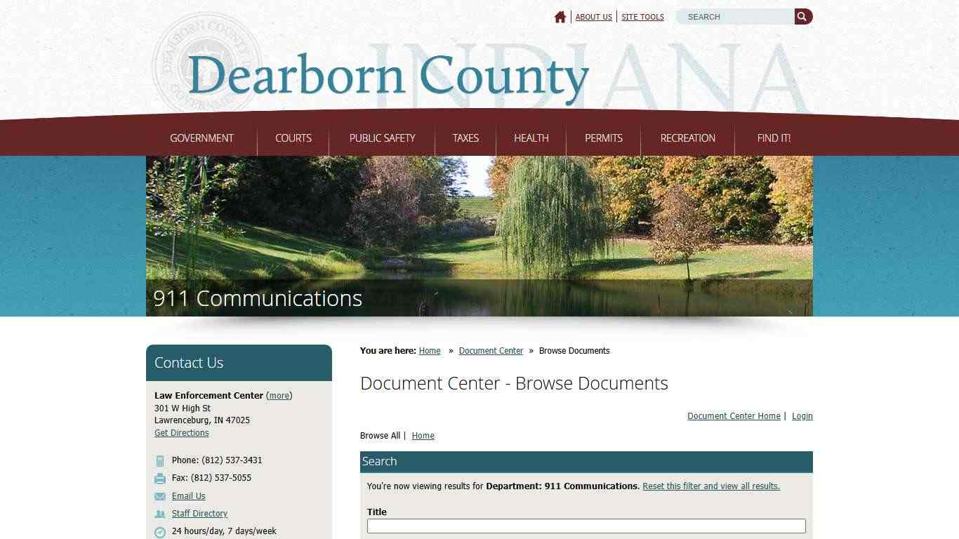 Document Center / Browse Documents / Dearborn County, Indiana